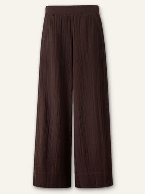 Cheesecloth Wide-Leg Trouser In Ganache Brown and Navy